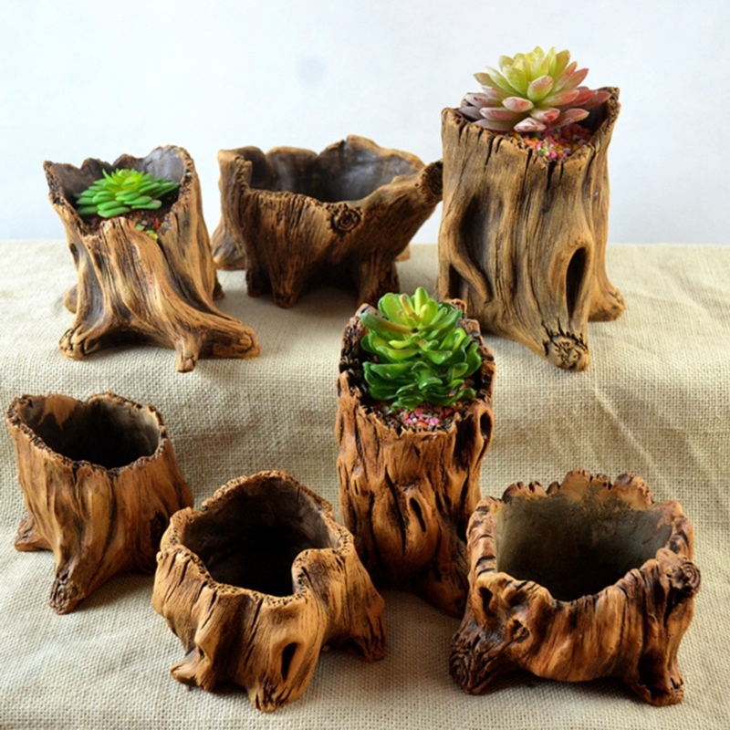 Aloe Vera Pot - Taman kayu vintage terlihat pot bunga