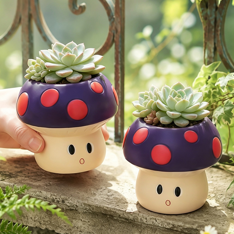 Echeveria Succulent - Pot Tanaman Sukulen Resin Bentuk Jamur